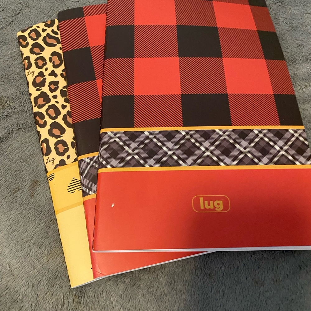 lug Notebooks (set of 3) Buffalo Plaid & Leopard NWOT